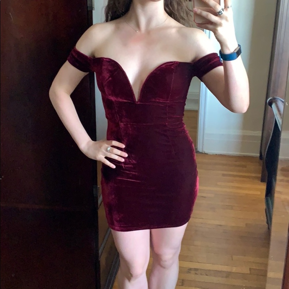 Maroon Velvet TOBI Cocktail Dress